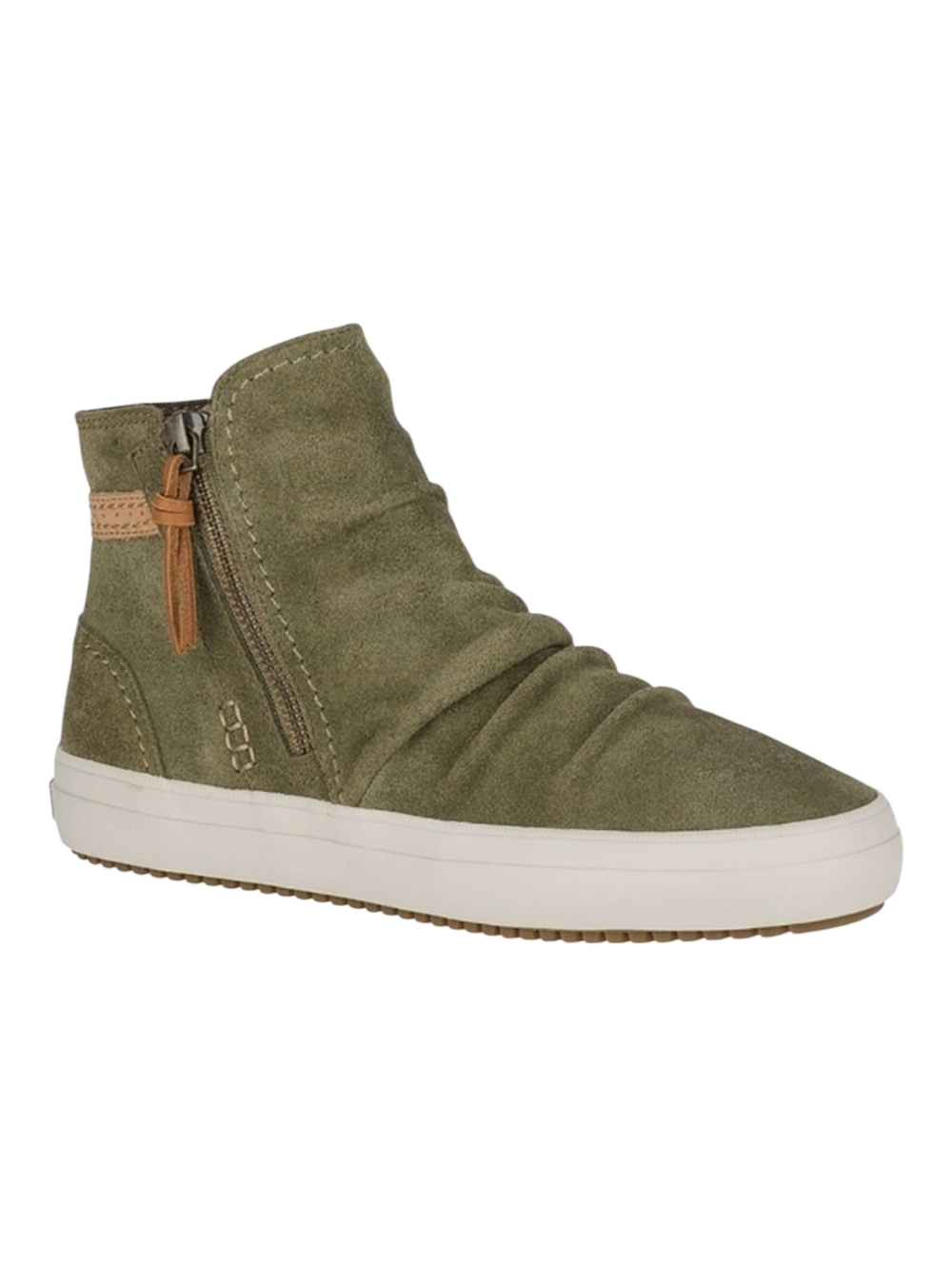 Sperry Suede Leather Ankle Booties Olive Army Green Zipper Women's 7